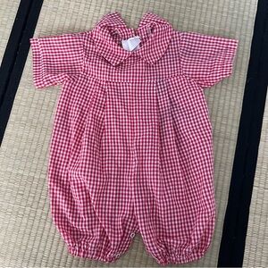 The Proper Peony Red Gingham Bubble Romper 9M Made In USA